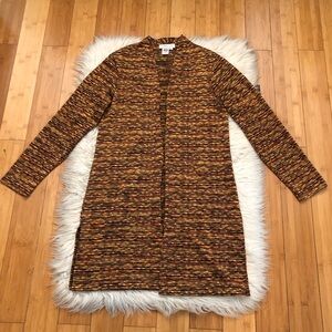 Coldwater Creek Open Cardigan Duster Mustard Brown Earth Tone Wavy Knit size S